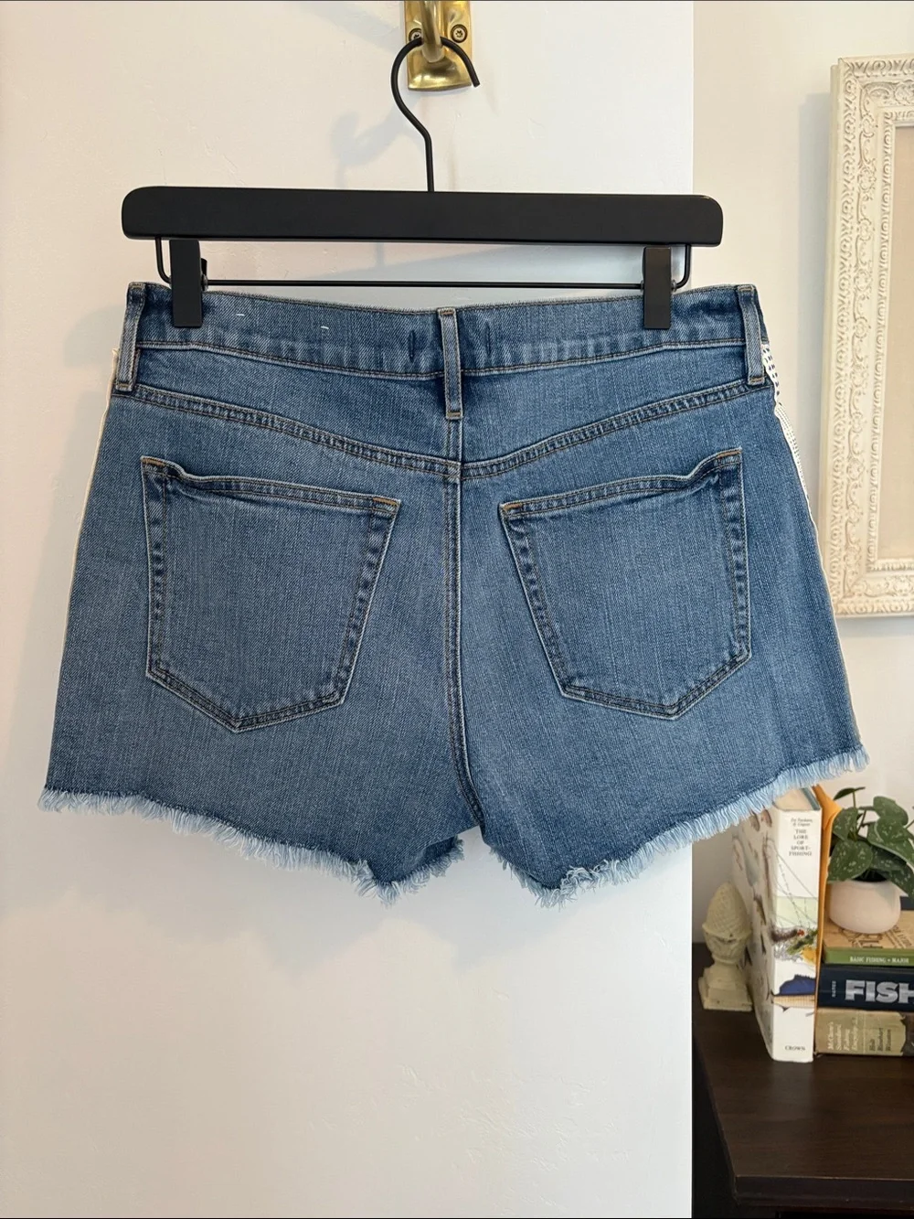 LOFT Medium Blue Denim Shorts with Side Contrast Trim